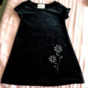 Long Black Velvet Dress Silver Glitter Specks